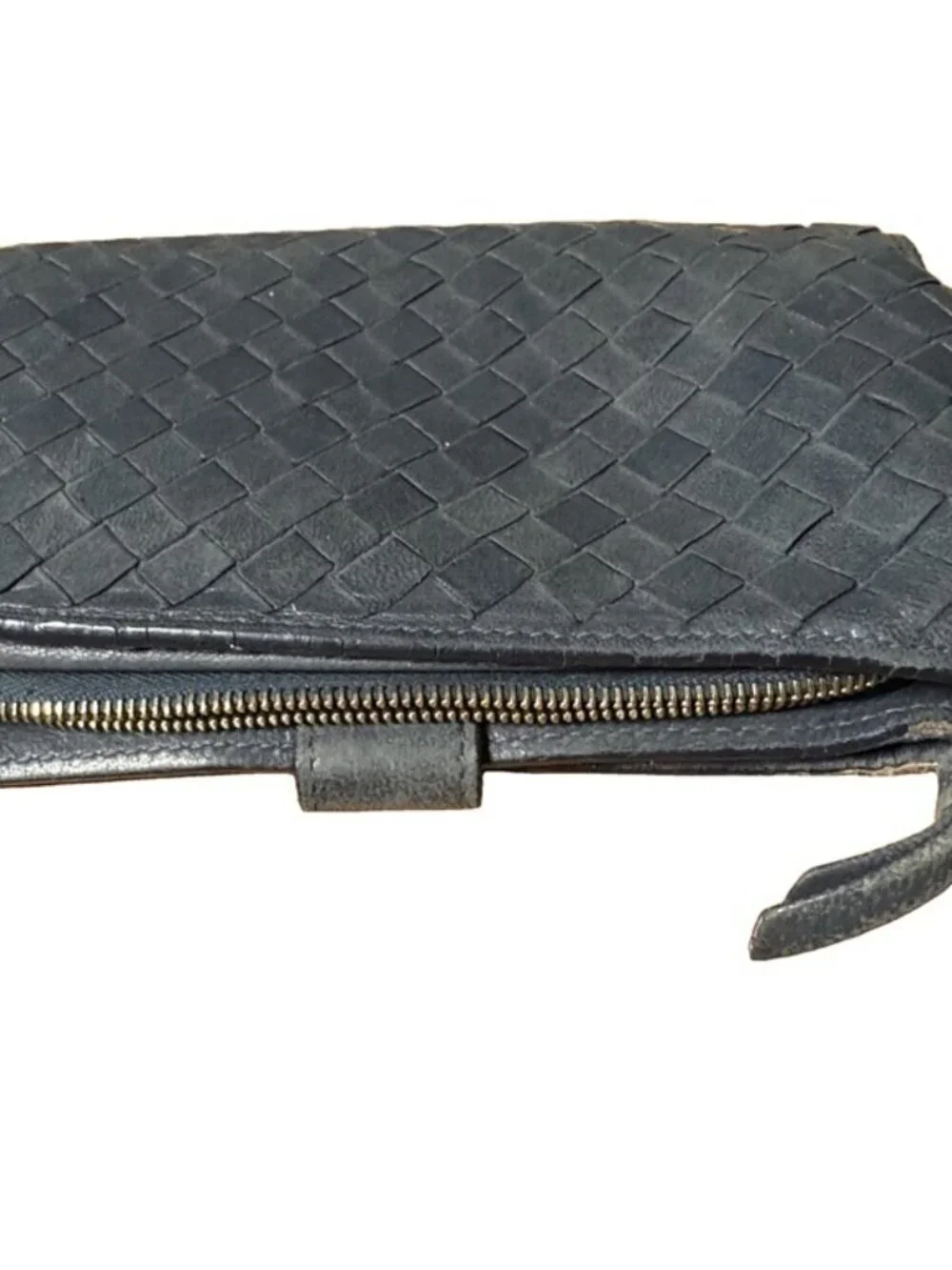 Bottega Veneta Intrecciato Woven Leather French Wallet Soft Blue Classic